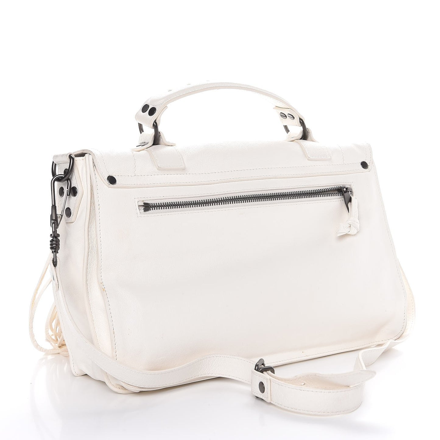 Lambskin Fringe Medium PS1 Satchel White