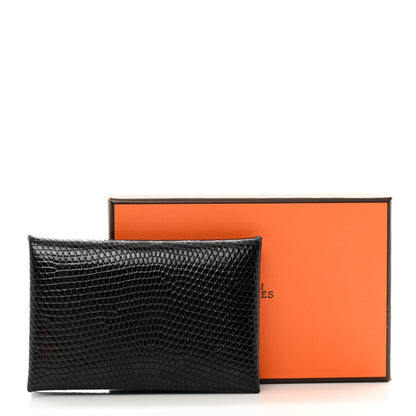 Hermes Lizard Calvi Card Case Black 7 of 7