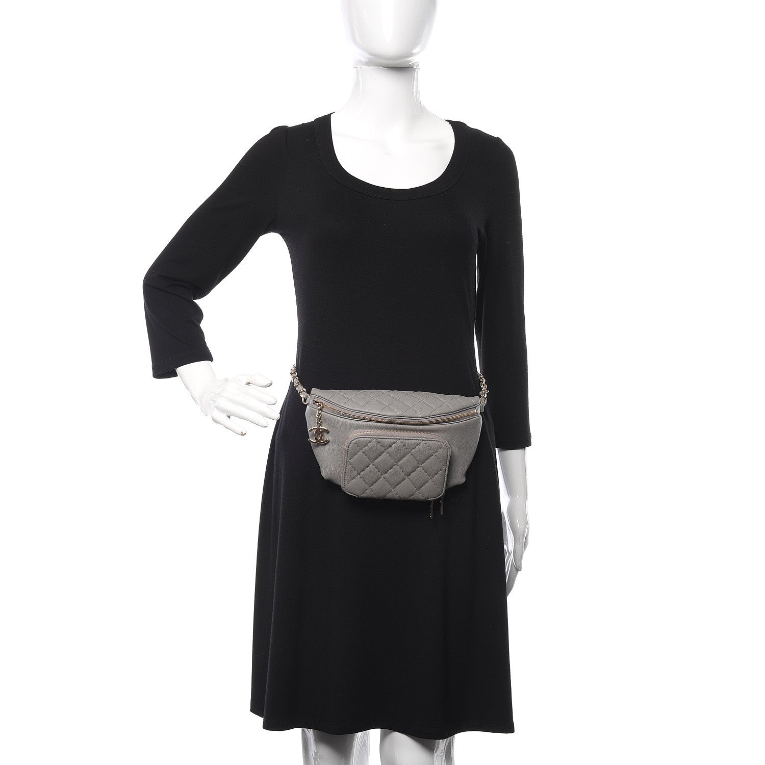 Chanel Caviar Quilted Business Affinity Waist Bag Grey 2 of 9