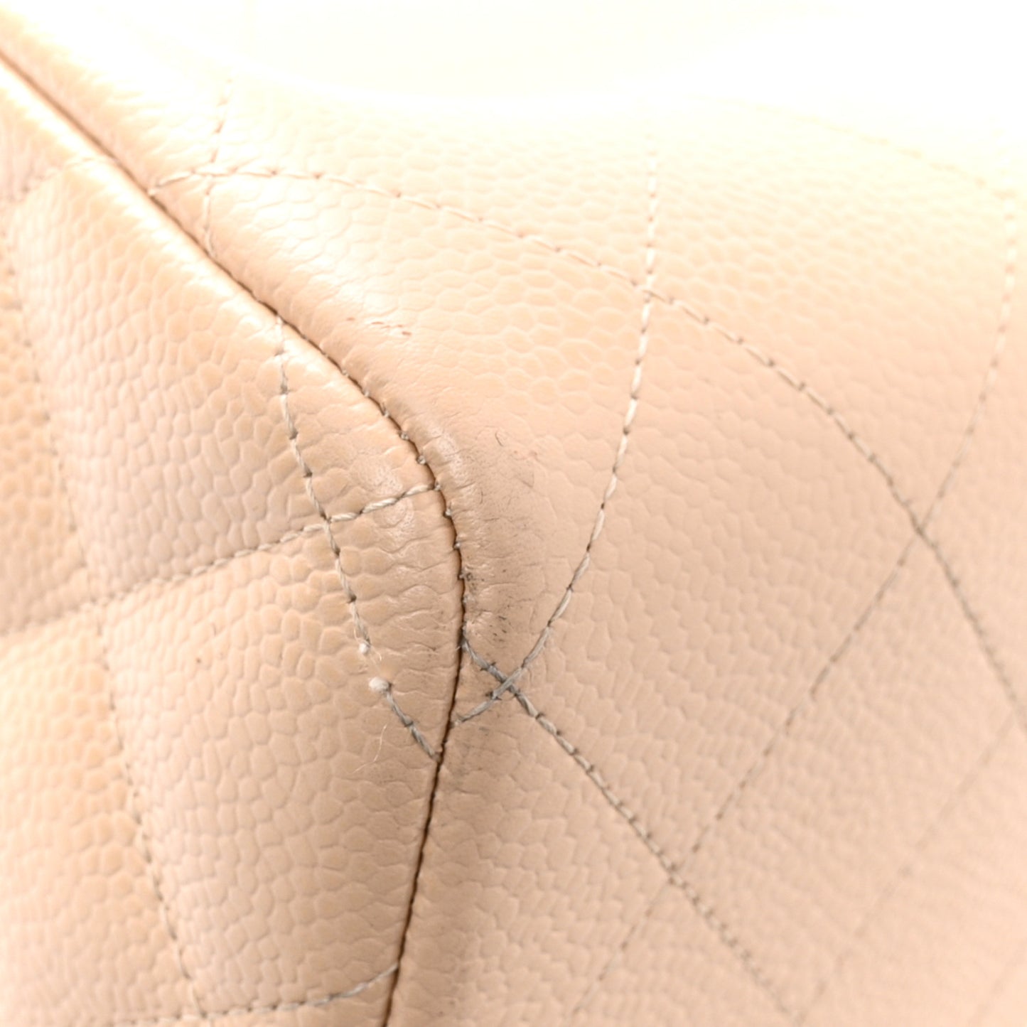 Caviar Quilted Jumbo Double Flap Beige