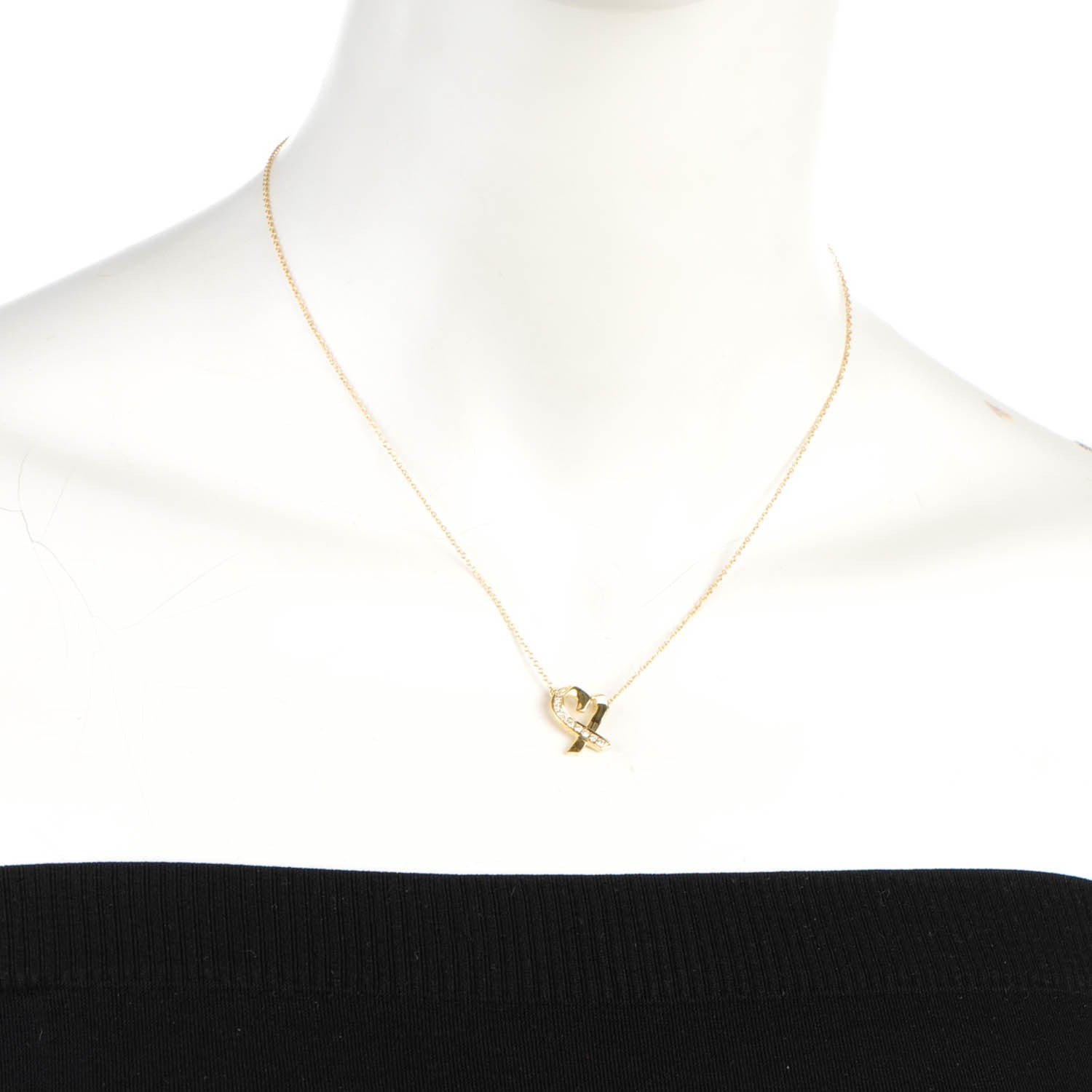 Tiffany 18K Yellow Gold Diamond Small Paloma Picasso Loving Heart Pendant Necklace 2 of 5