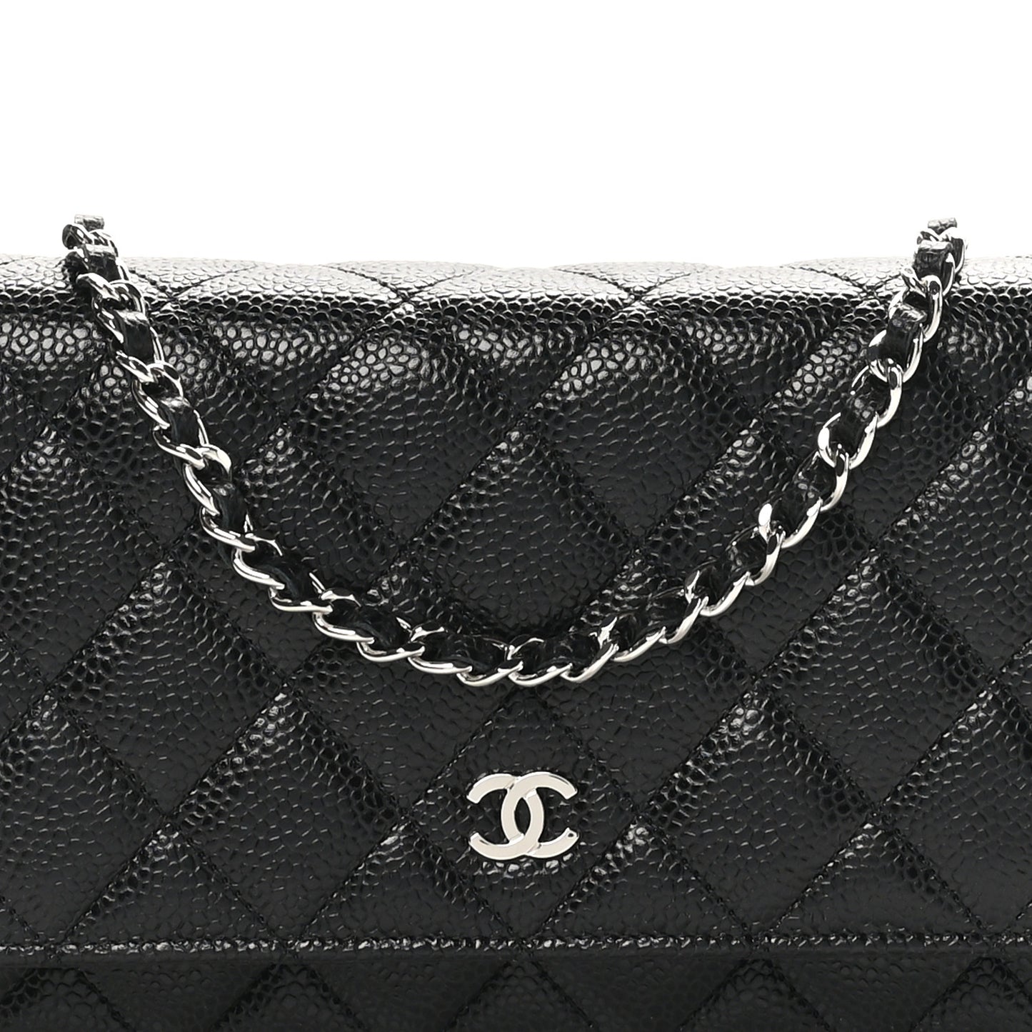 Caviar Quilted Wallet on Chain WOC Black