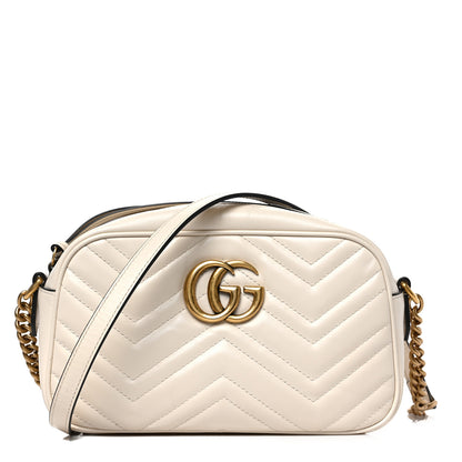 Gucci Calfskin Matelasse Small GG Marmont Chain Shoulder Bag White 1 of 9