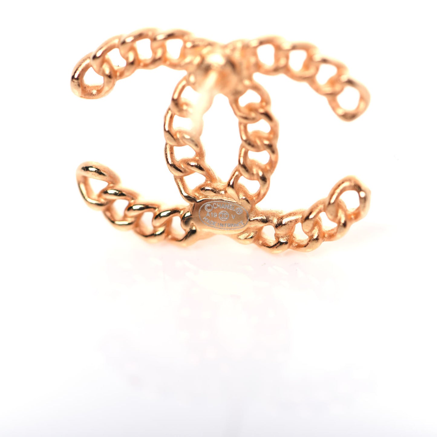 Chain Pearl CC Earrings Gold