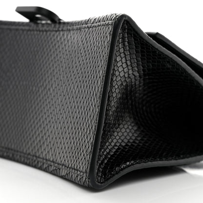 Balenciaga Matte Calfskin Snake Embossed Tonal B Small Hourglass Top Handle Bag Black 10 of 10