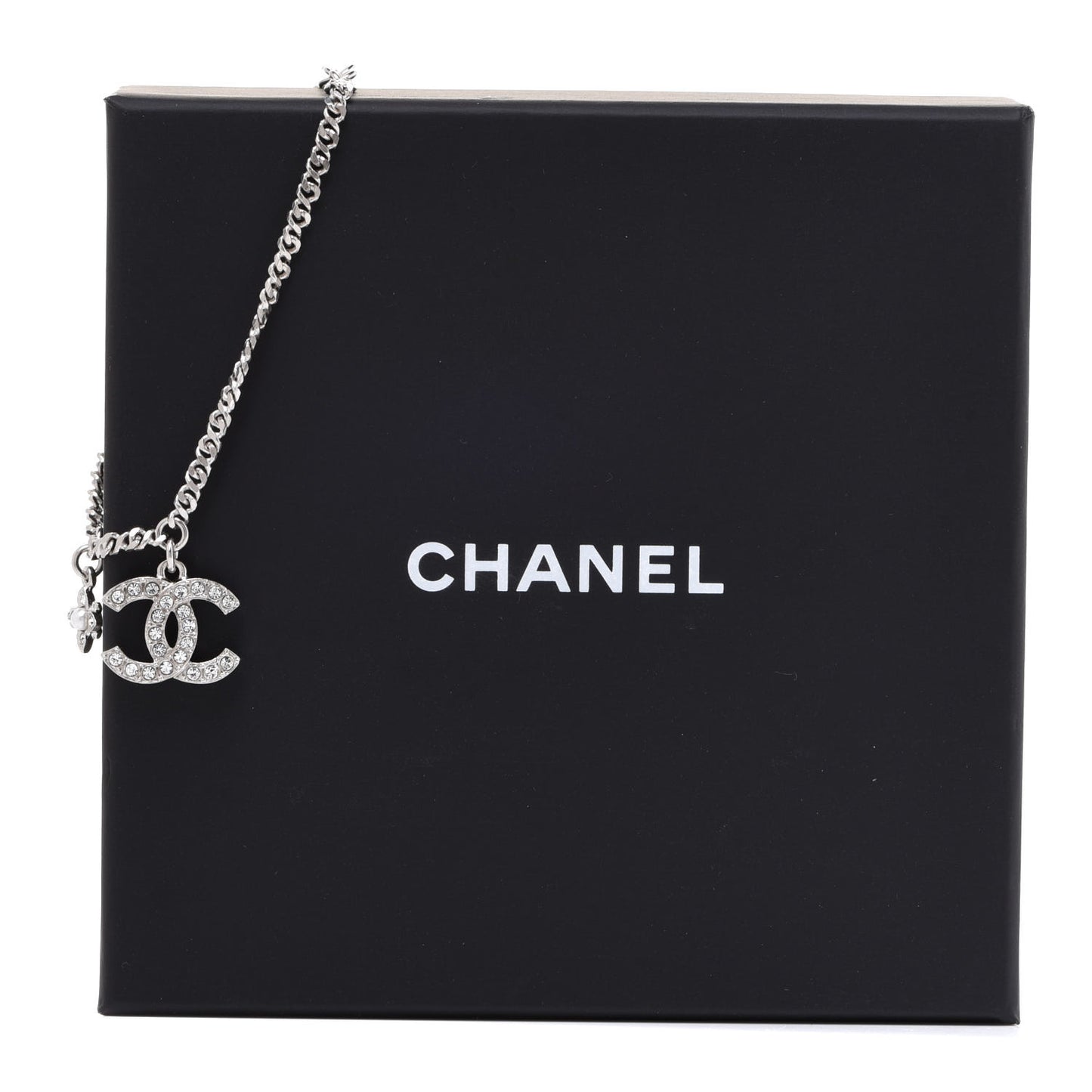 Crystal Pearl Flower CC Bracelet Silver