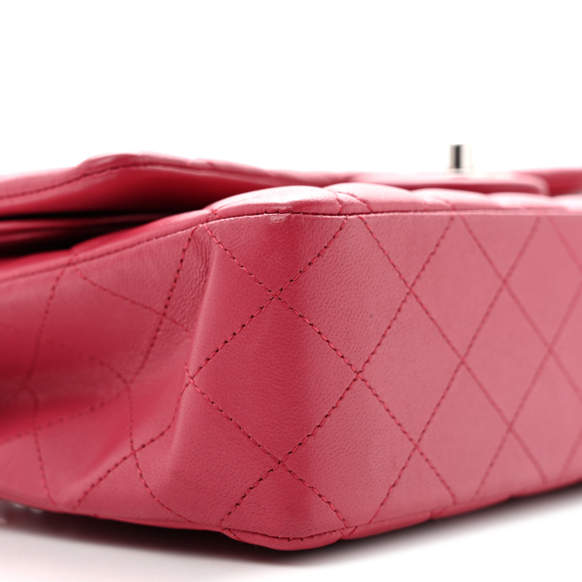 Lambskin Quilted Medium Double Flap Dark Pink