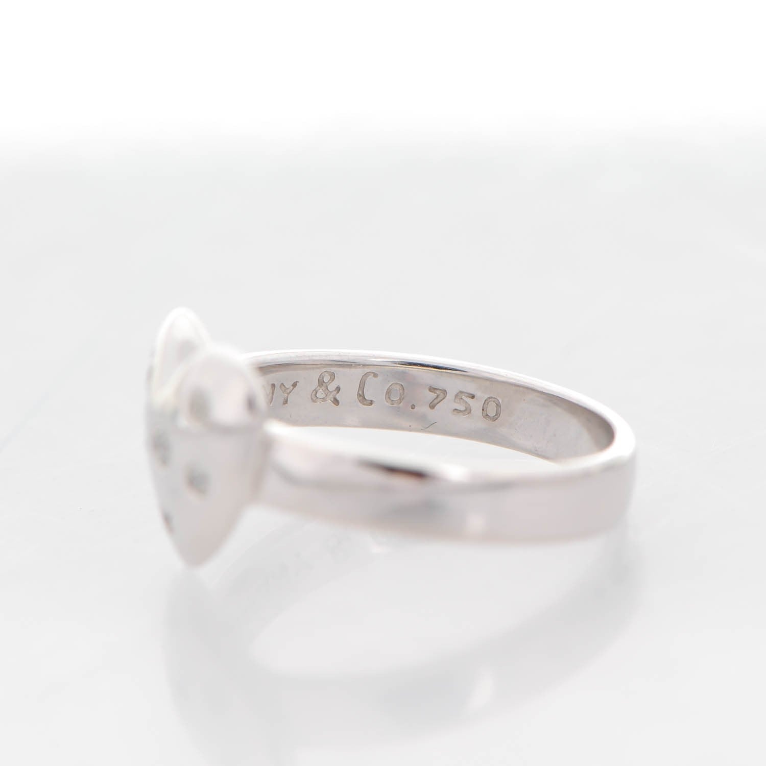 Tiffany 18K White Diamond Etoile Heart Band Ring 5 5 of 7