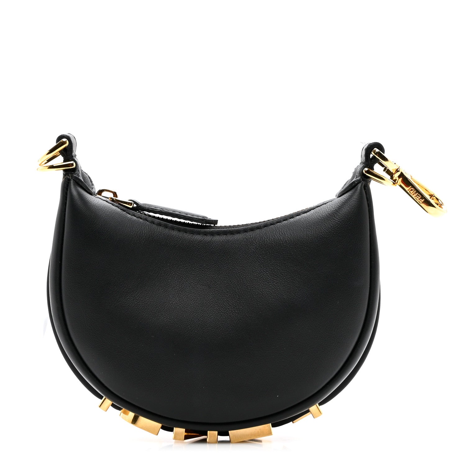 Fendi Vitello Grace Matte Nano Fendigraphy Hobo Charm Black 1 of 8