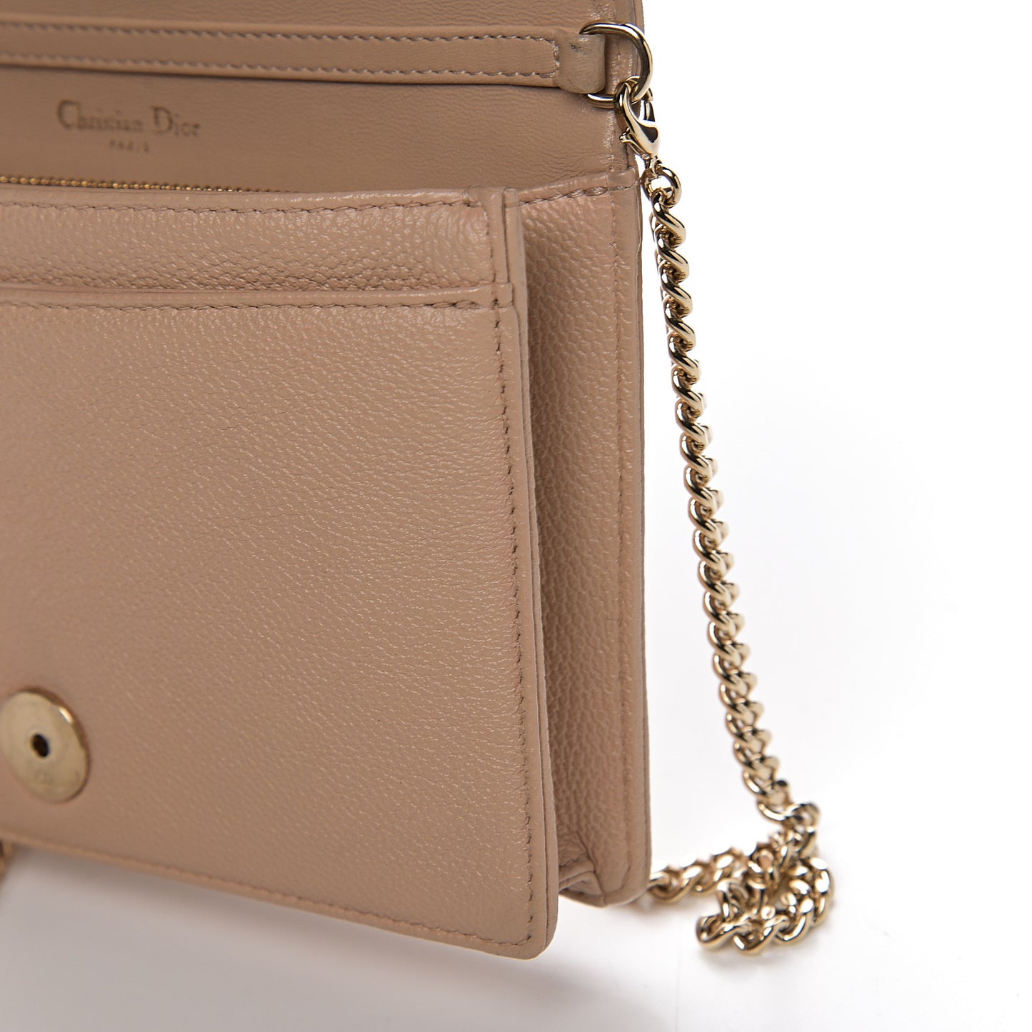 Grained Calfskin Diorama Wallet on Chain Pouch Nude
