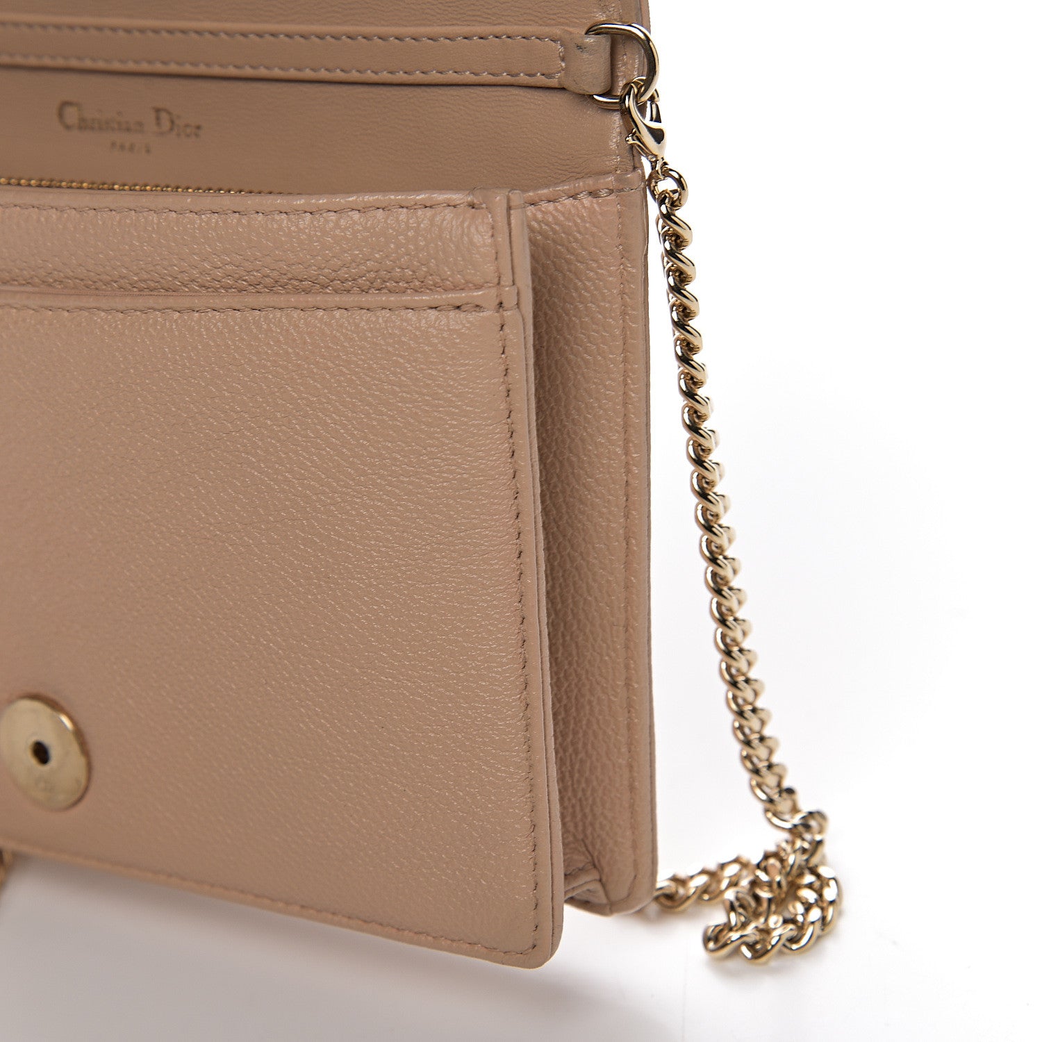 Christian Dior Grained Calfskin Diorama Wallet on Chain Pouch Nude 9 of 13