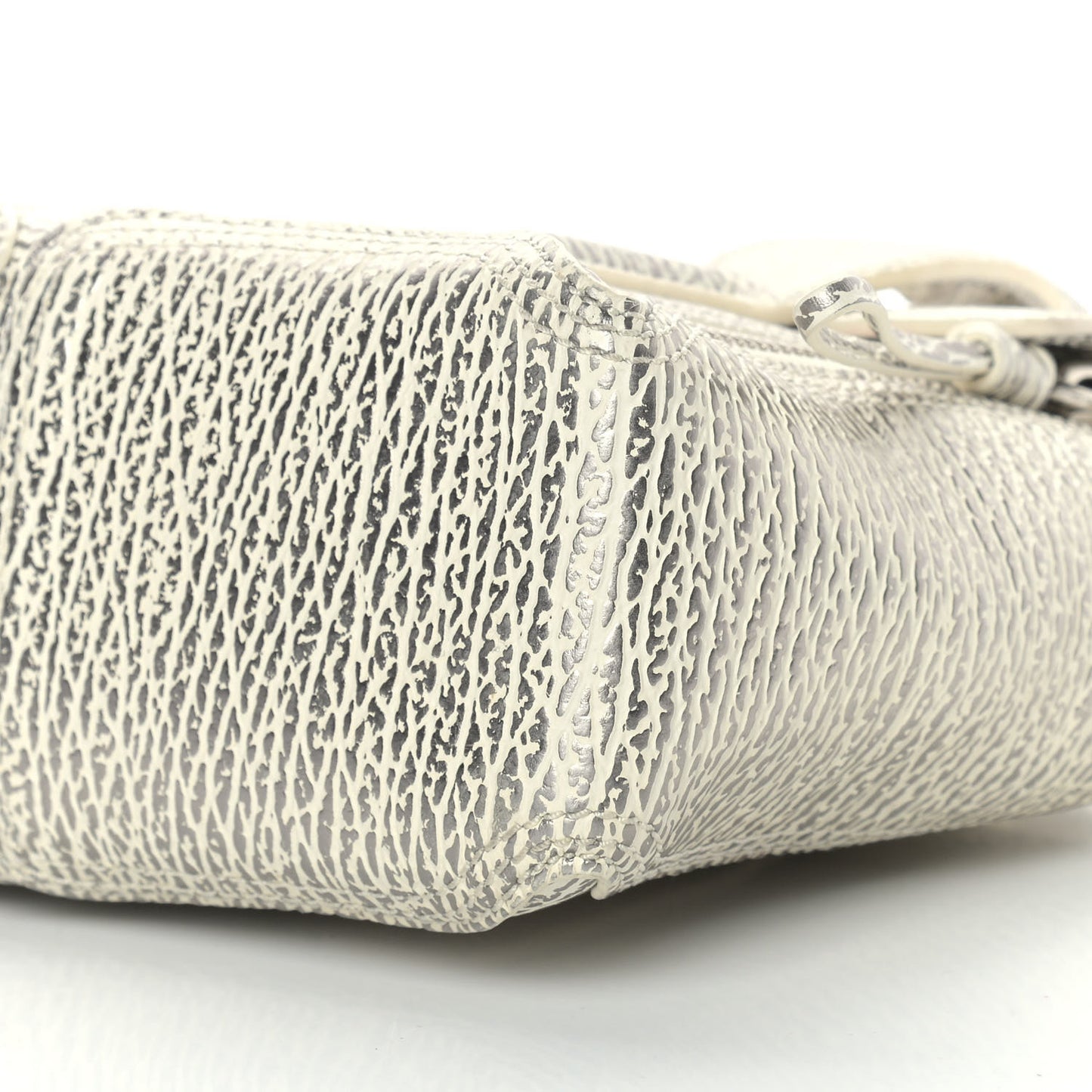 Textured Calfskin Mini Pashli Satchel Silver White