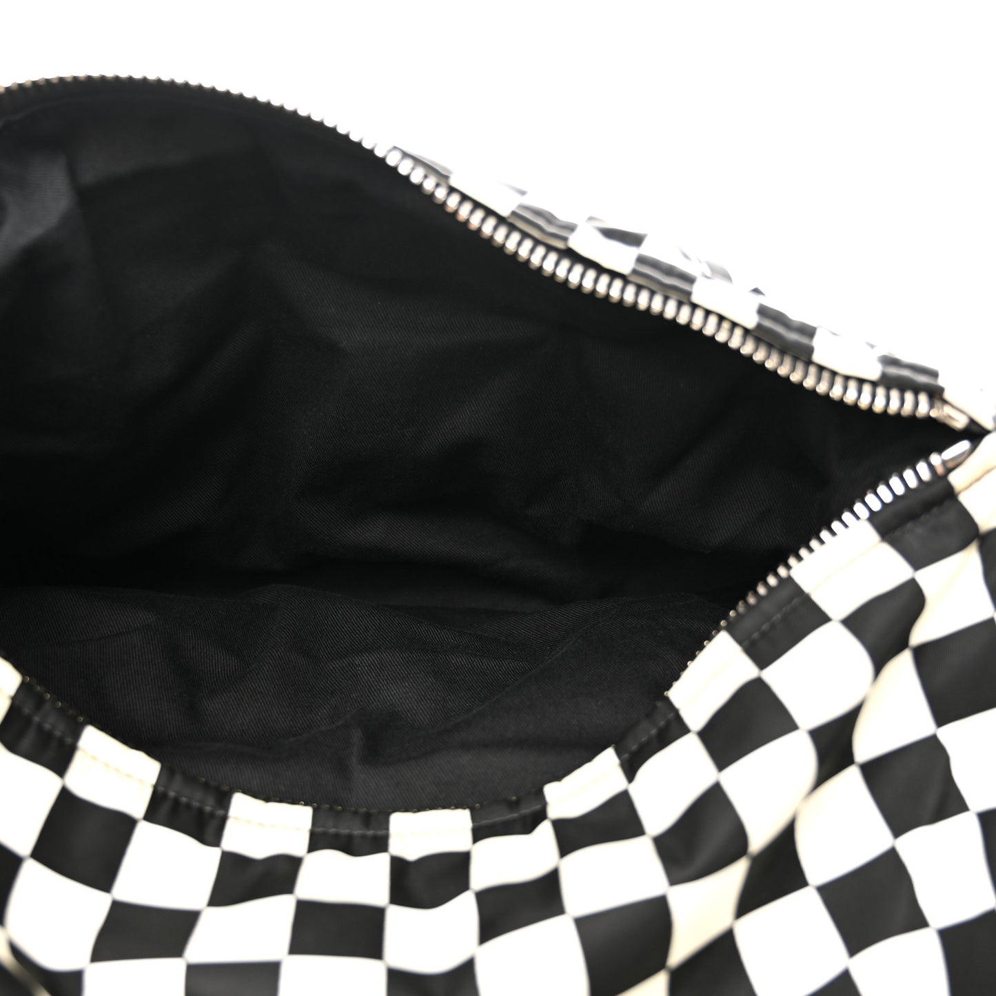 Nylon Checker Print Large Pandora Black White