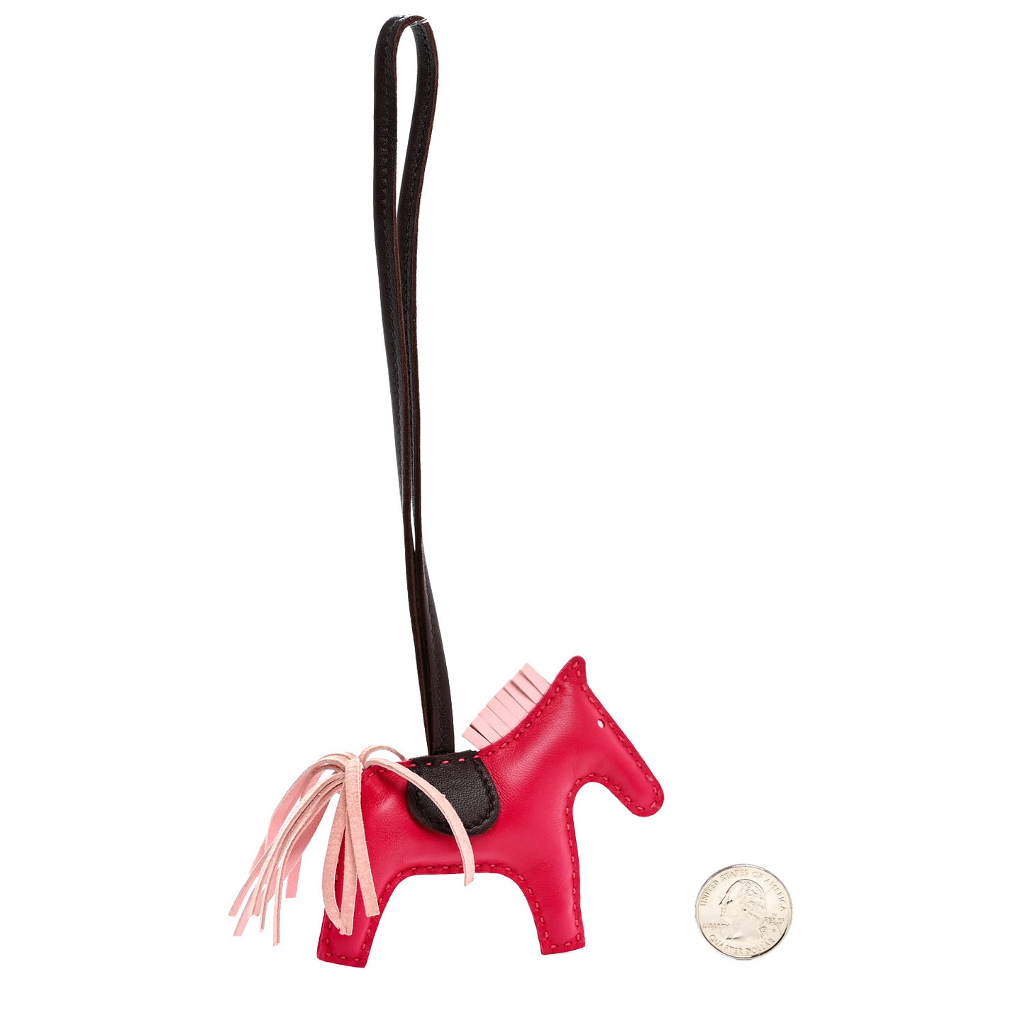 Milo Lambskin Grigri Rodeo Horse Bag Charm PM Rose Sakura Framboise Rouge Sellier