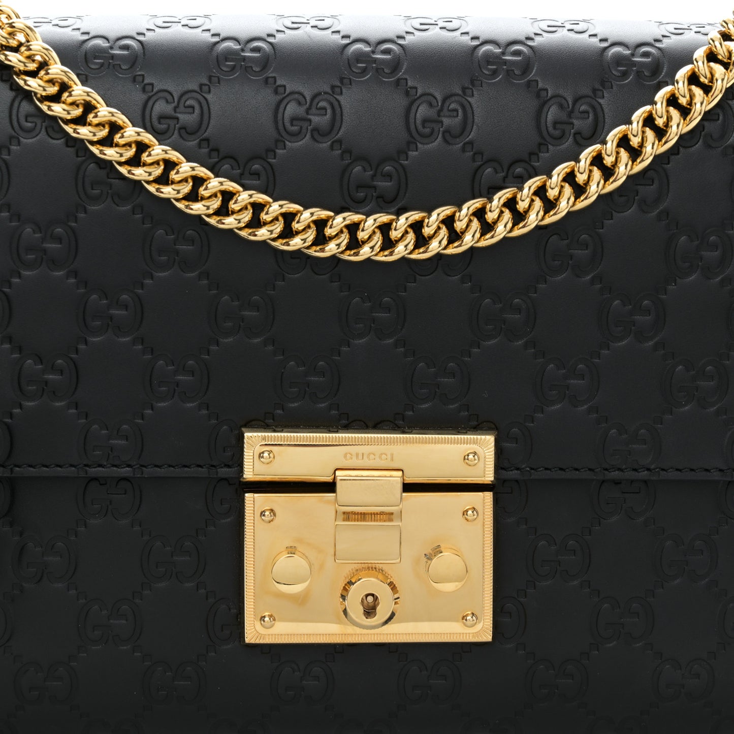 Guccissima Medium Padlock Shoulder Bag Black