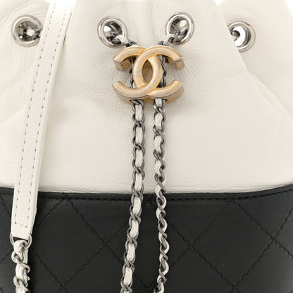 Chanel Aged Calfskin Quilted Small Gabrielle Bucket White Black 8 of 10
