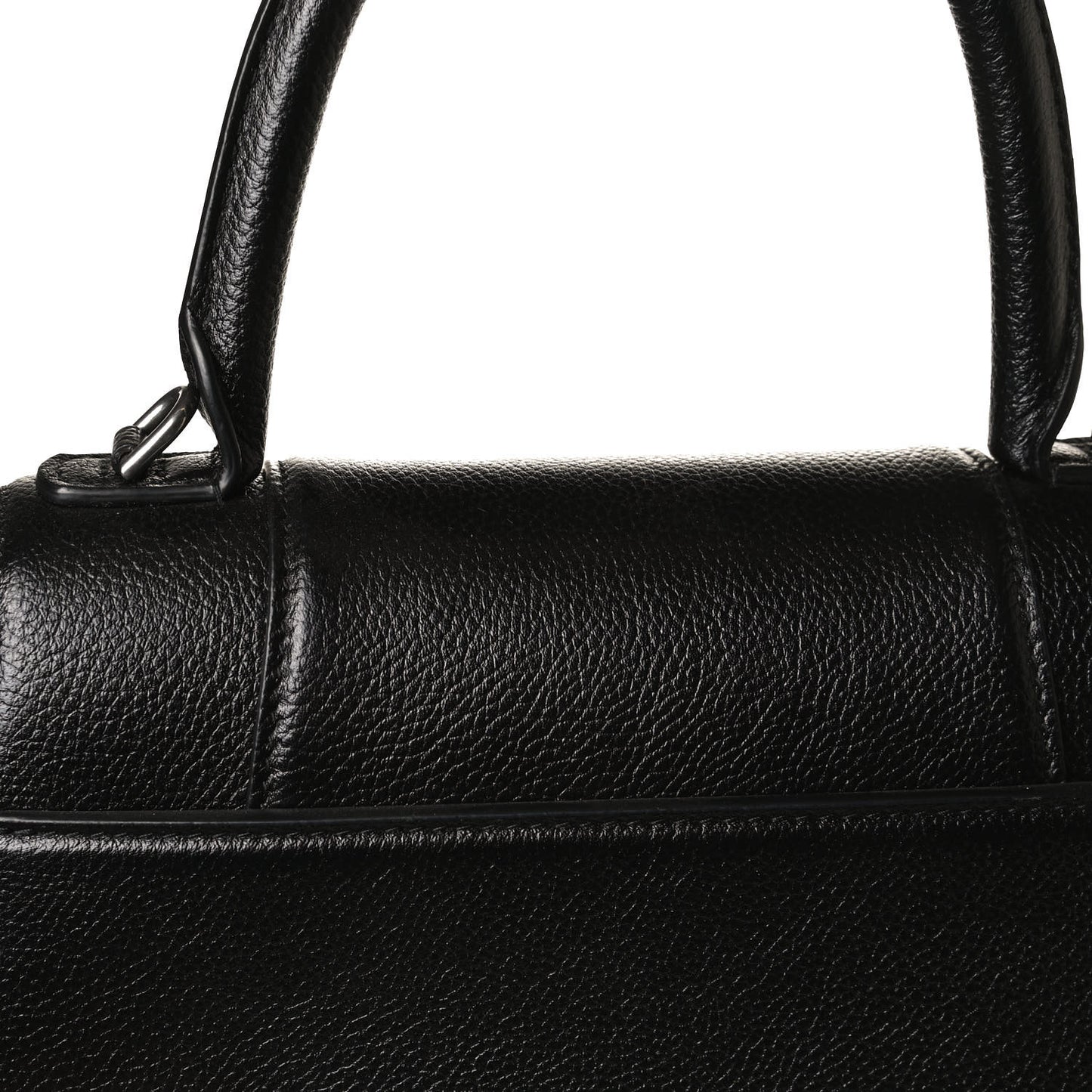 Grained Calfskin Small Hourglass Top Handle Bag Black