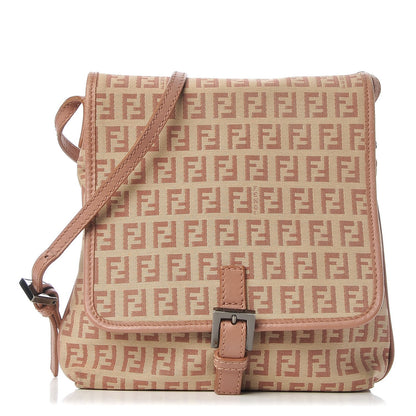 Fendi Zucchino Vitello Baguette Crossbody Beige Bruciato Bois de Rose 1 of 12
