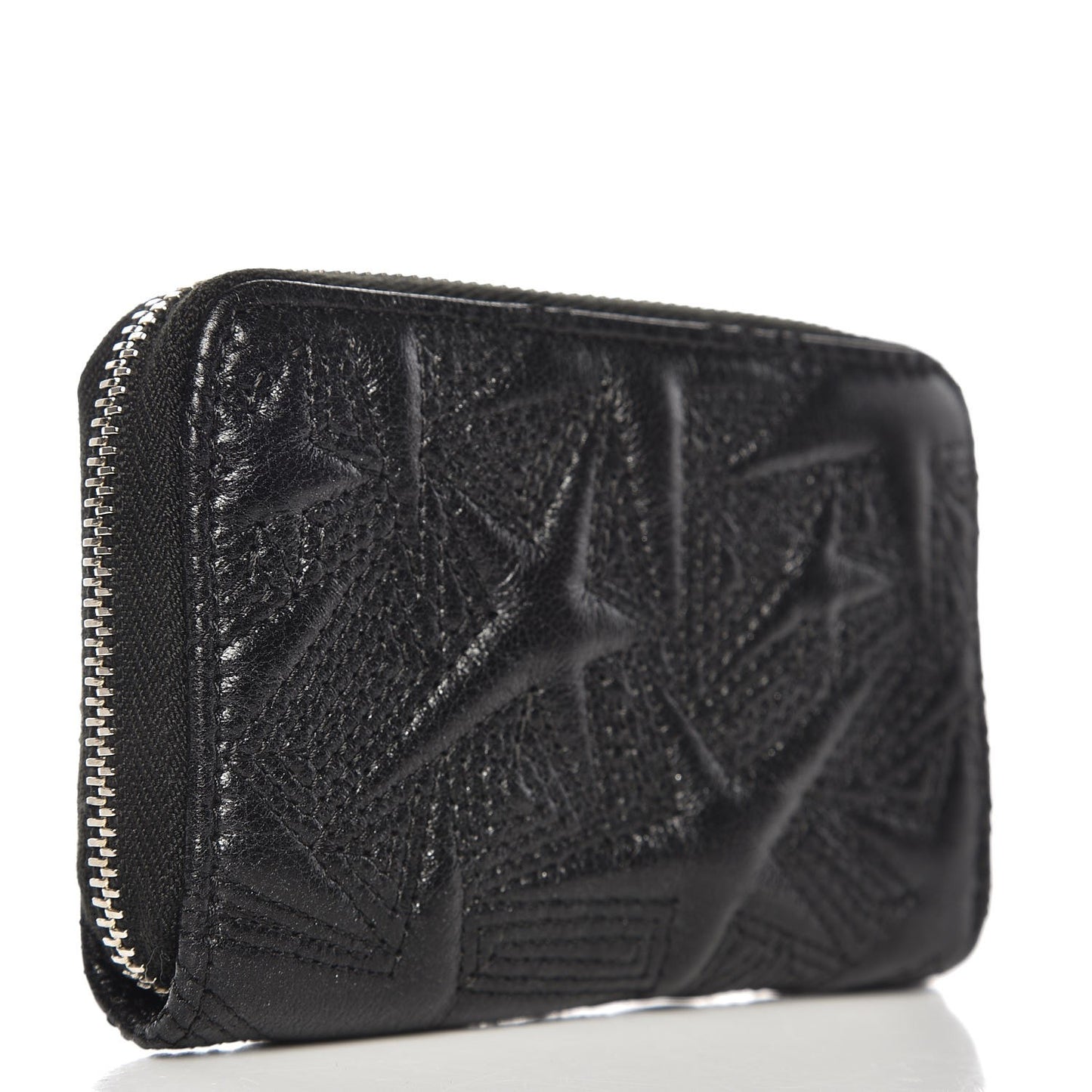 Lambskin Star Embossed Coin Purse Case Black