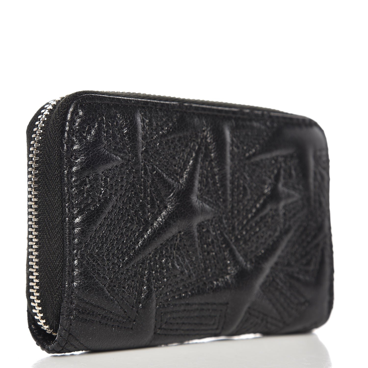 Chanel Lambskin Star Embossed Coin Purse Case Black 3 of 8