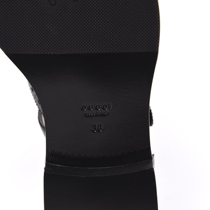 Gucci Calfskin Bee Embroidered Womens Queercore Brogue Wingtip Monk Strap Loafers 38 Black 6 of 9