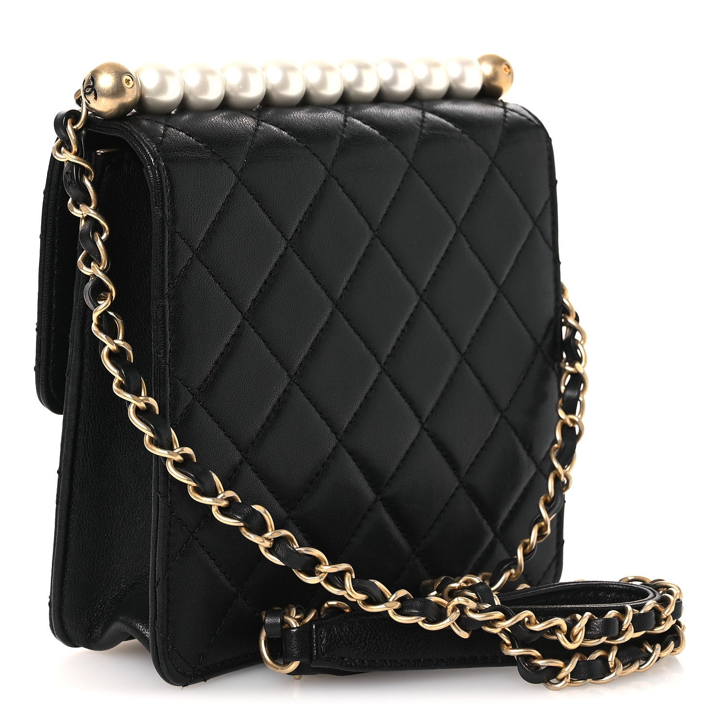 Chanel Goatskin Quilted Chic Pearls Flap Black 3 of 10