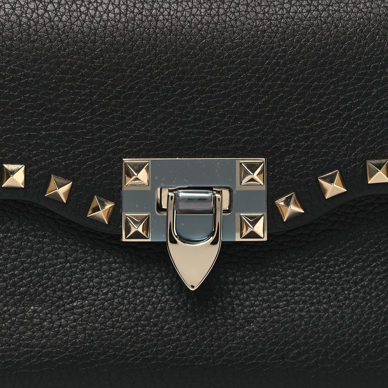 Valentino Garavani Pebbled Calfskin Medium Rockstud Flip Lock Crossbody Bag Black 7 of 9