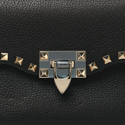 Valentino Garavani Pebbled Calfskin Medium Rockstud Flip Lock Crossbody Bag Black 7 of 9