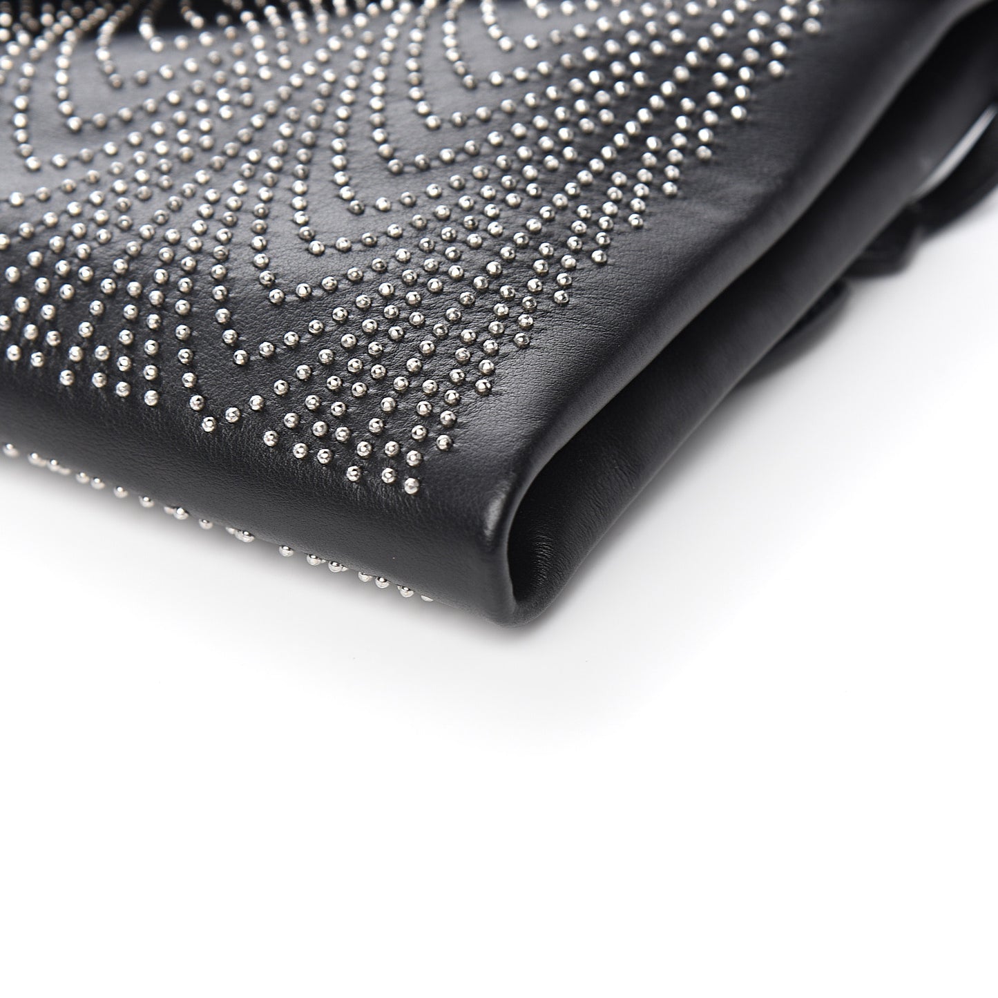 Calfskin Studded Envelope Clutch Black
