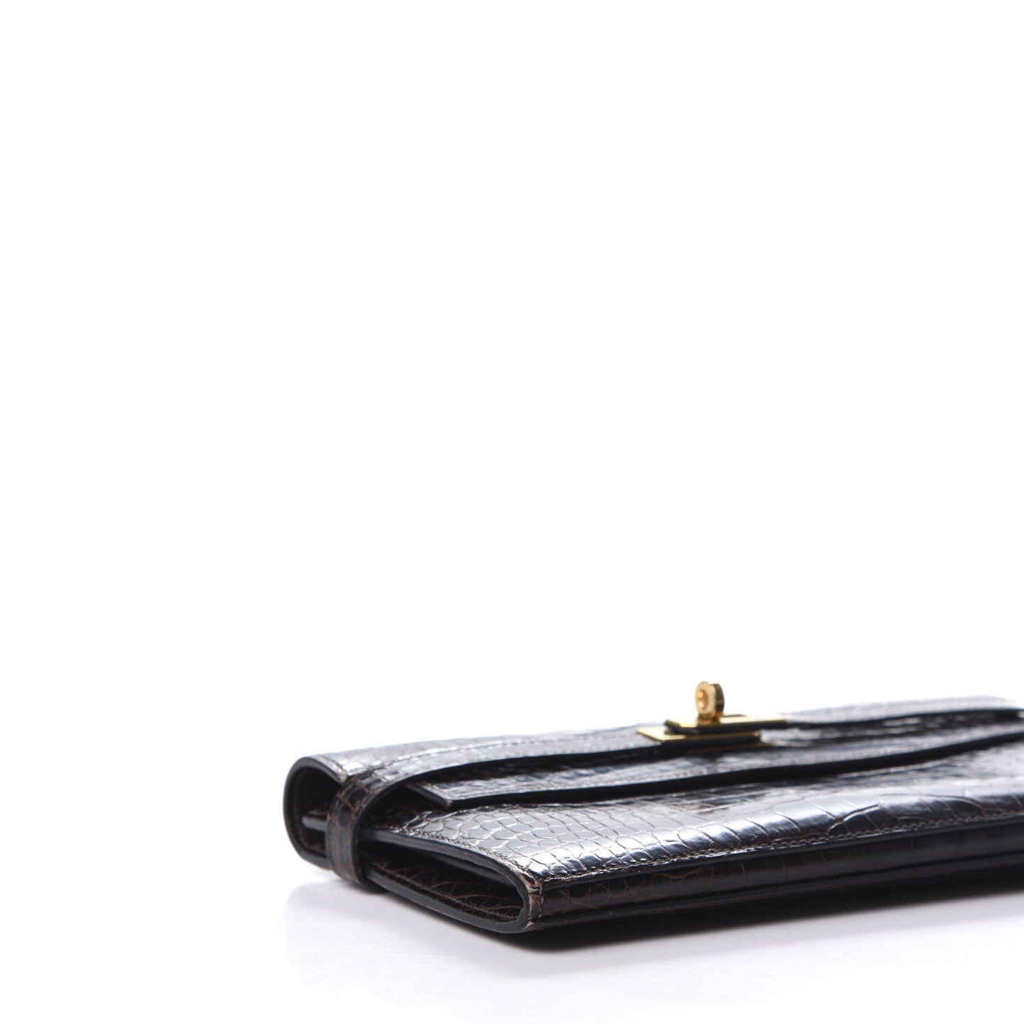 Matte Alligator Kelly Longue Wallet Chocolate