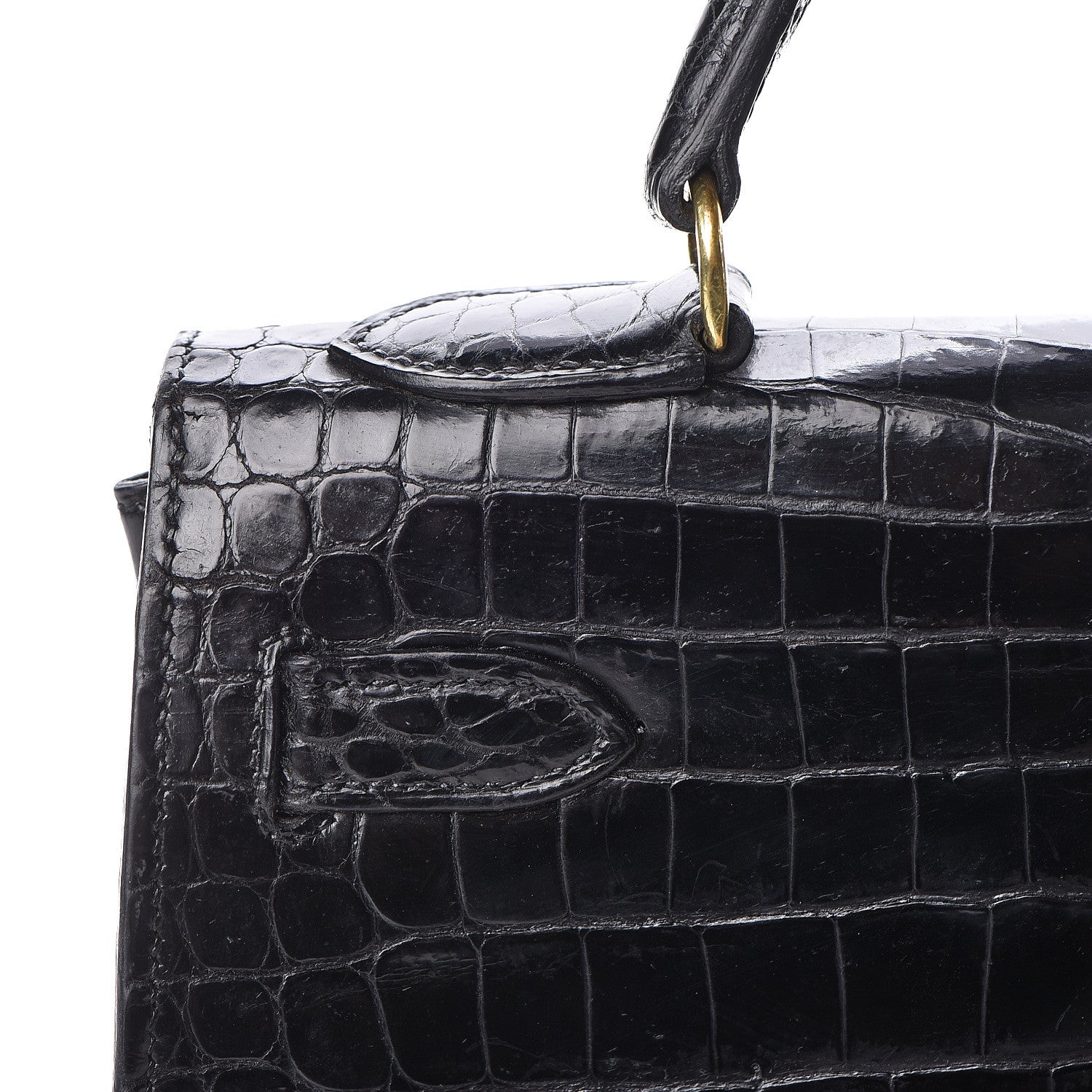 Hermes Shiny Porosus Crocodile Kelly Sellier 32 Black 18 of 28