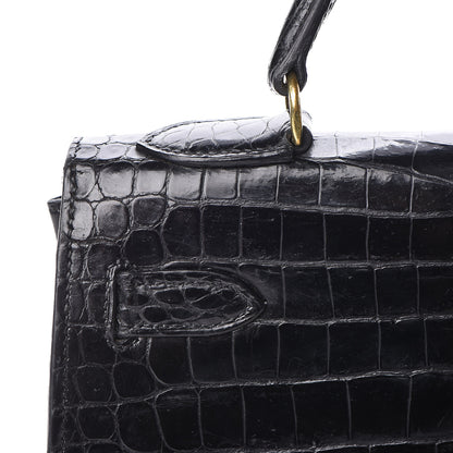 Hermes Shiny Porosus Crocodile Kelly Sellier 32 Black 18 of 28