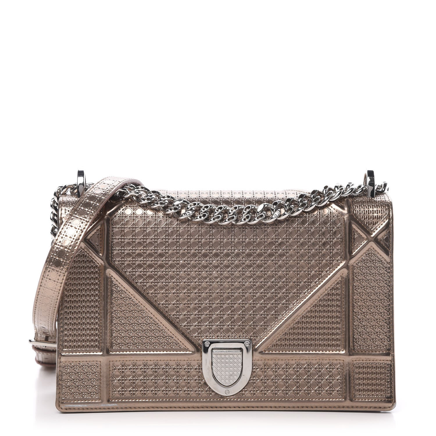 Christian Dior Metallic Patent Micro-Cannage Medium Diorama Flap Bag Hyper Pink 1 of 19