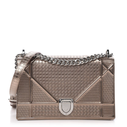 Christian Dior Metallic Patent Micro-Cannage Medium Diorama Flap Bag Hyper Pink 1 of 19