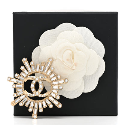 Chanel Crystal Baguette CC Brooch Light Gold 5 of 5