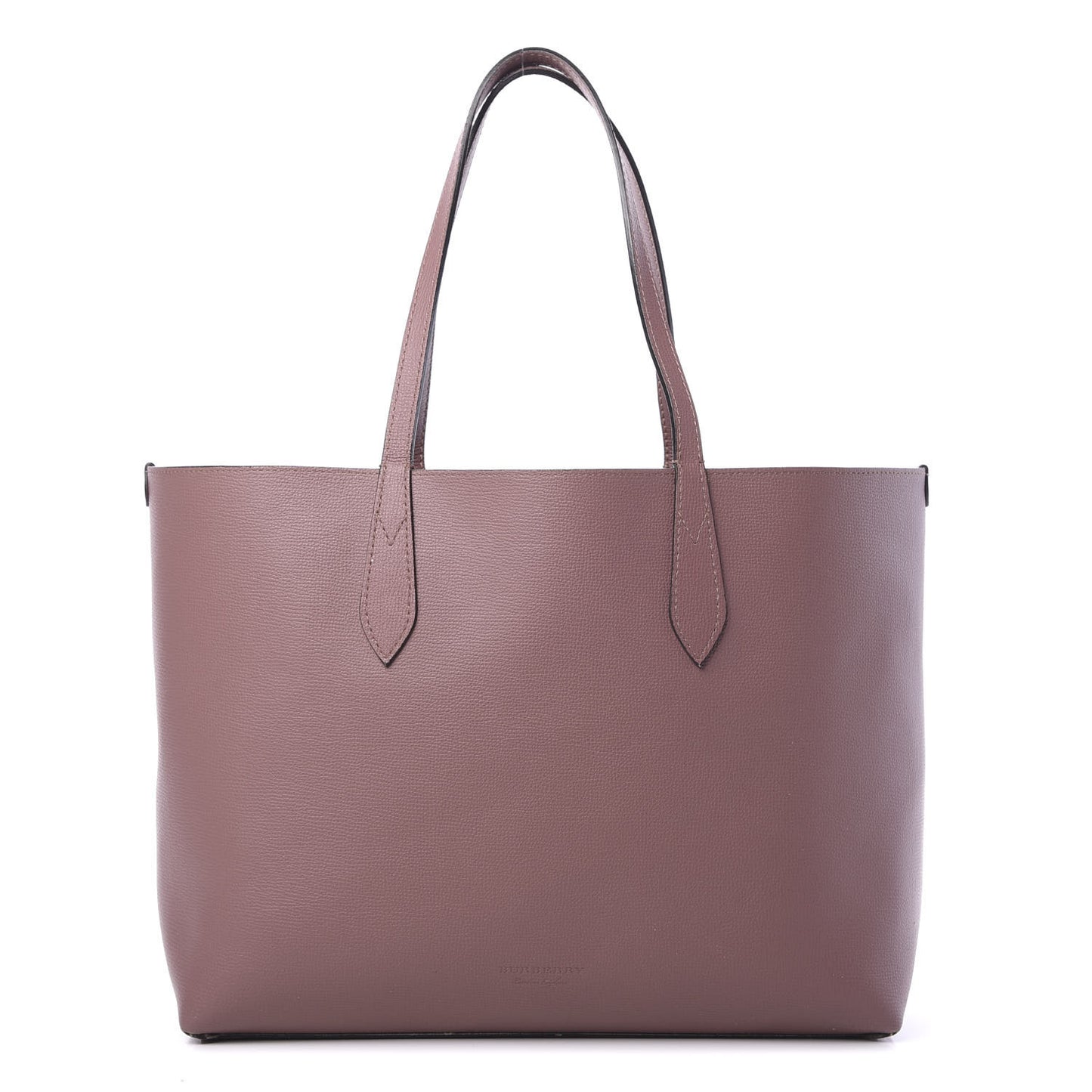 Grainy Calfskin Haymarket Check Graphic Print Medium Reversible Tote Pink
