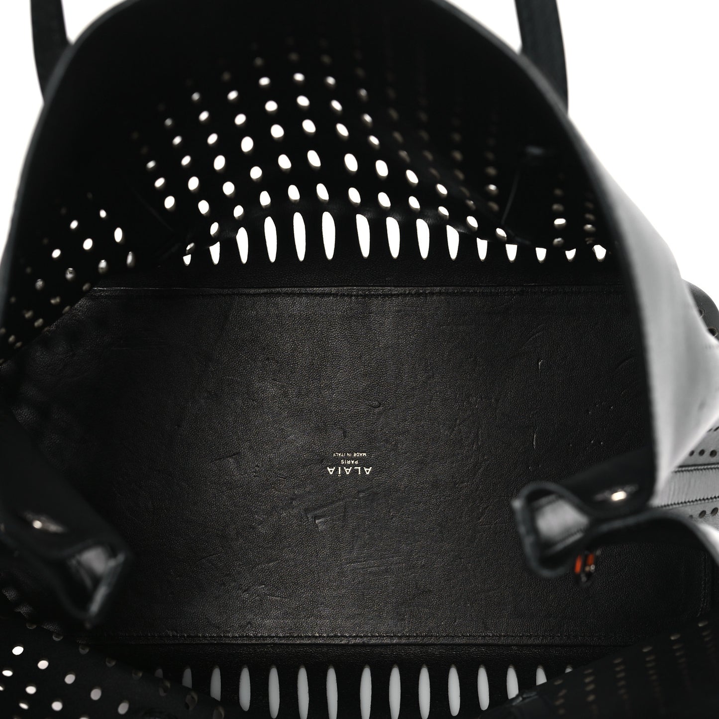 Calfskin Laser Cut Mina 32 Bag Black