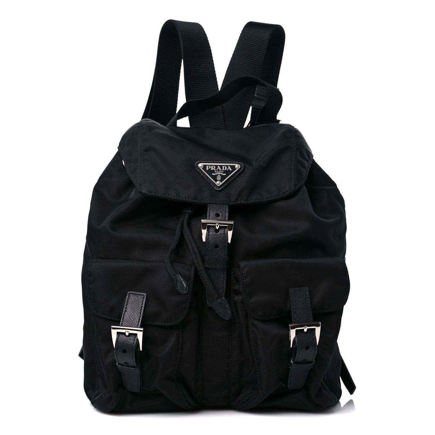 Tessuto Nylon Saffiano Small Backpack Black