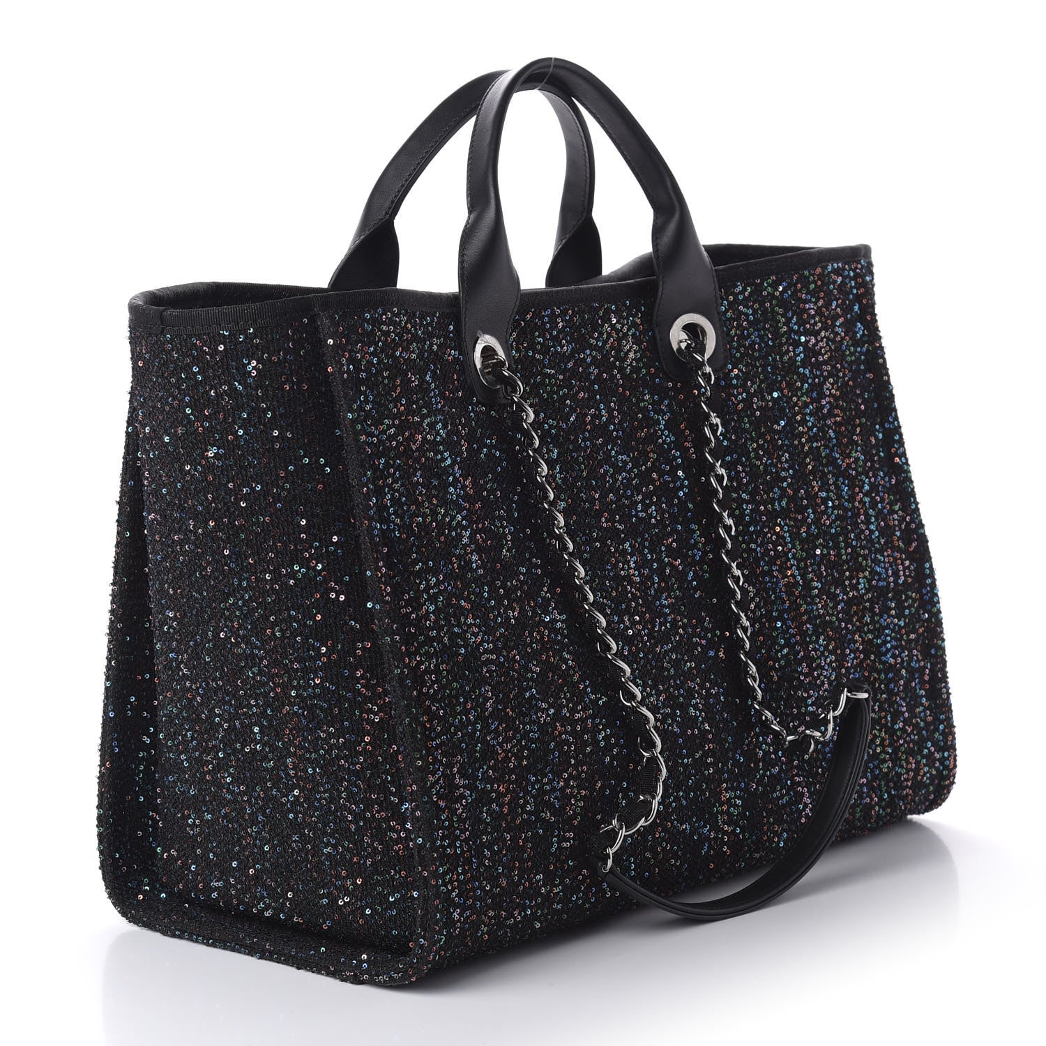Chanel Calfskin Sequin Medium Deauville Tote Black 4 of 11