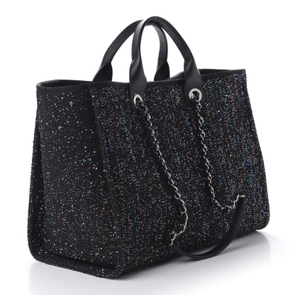Chanel Calfskin Sequin Medium Deauville Tote Black 4 of 11