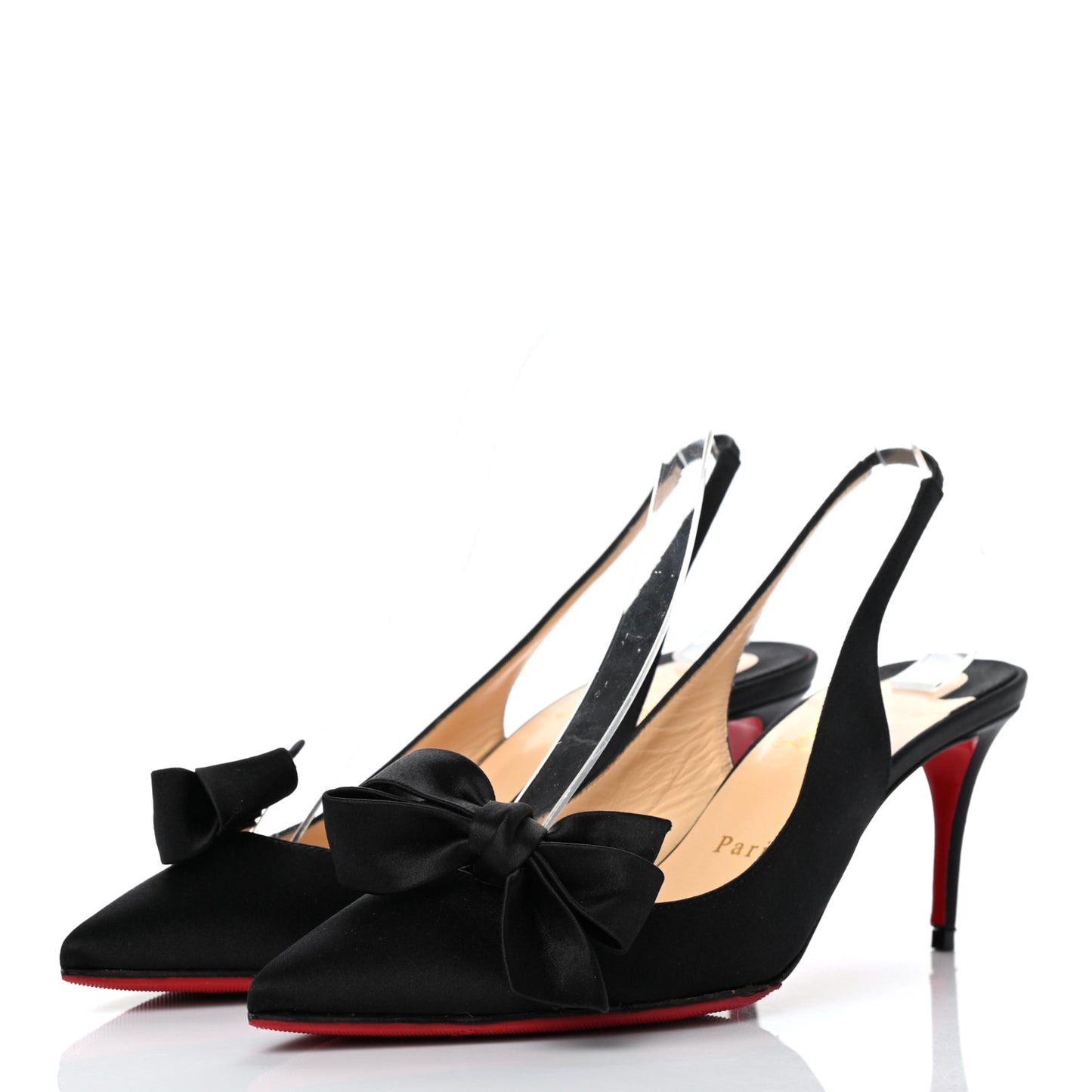 Crepe Satin Yasling 70 Slingback Pumps 38.5 Black