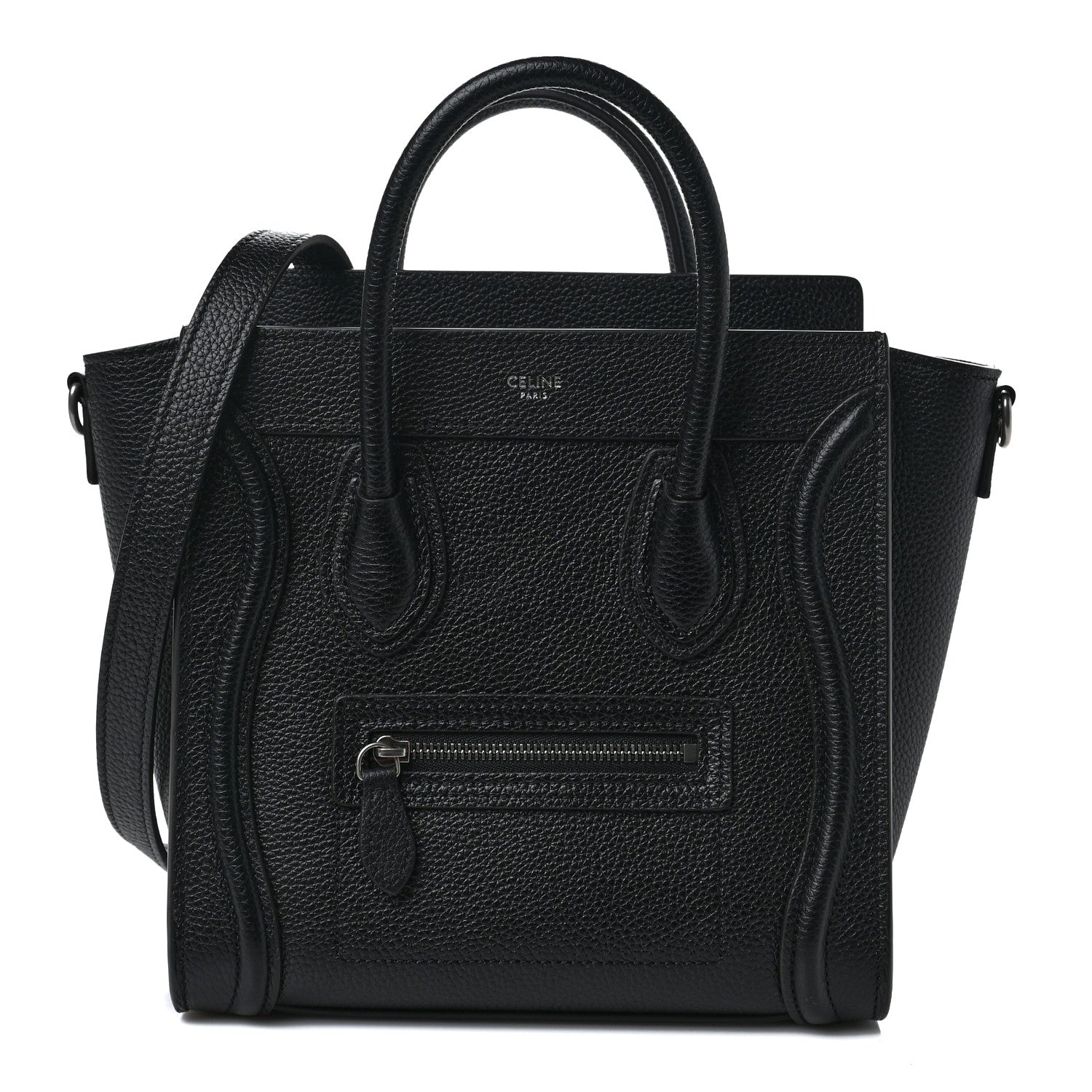 Celine Drummed Calfskin Nano Luggage Black 1 of 8