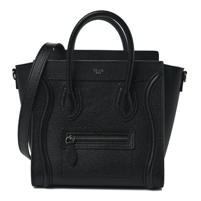Celine Drummed Calfskin Nano Luggage Black 1 of 8