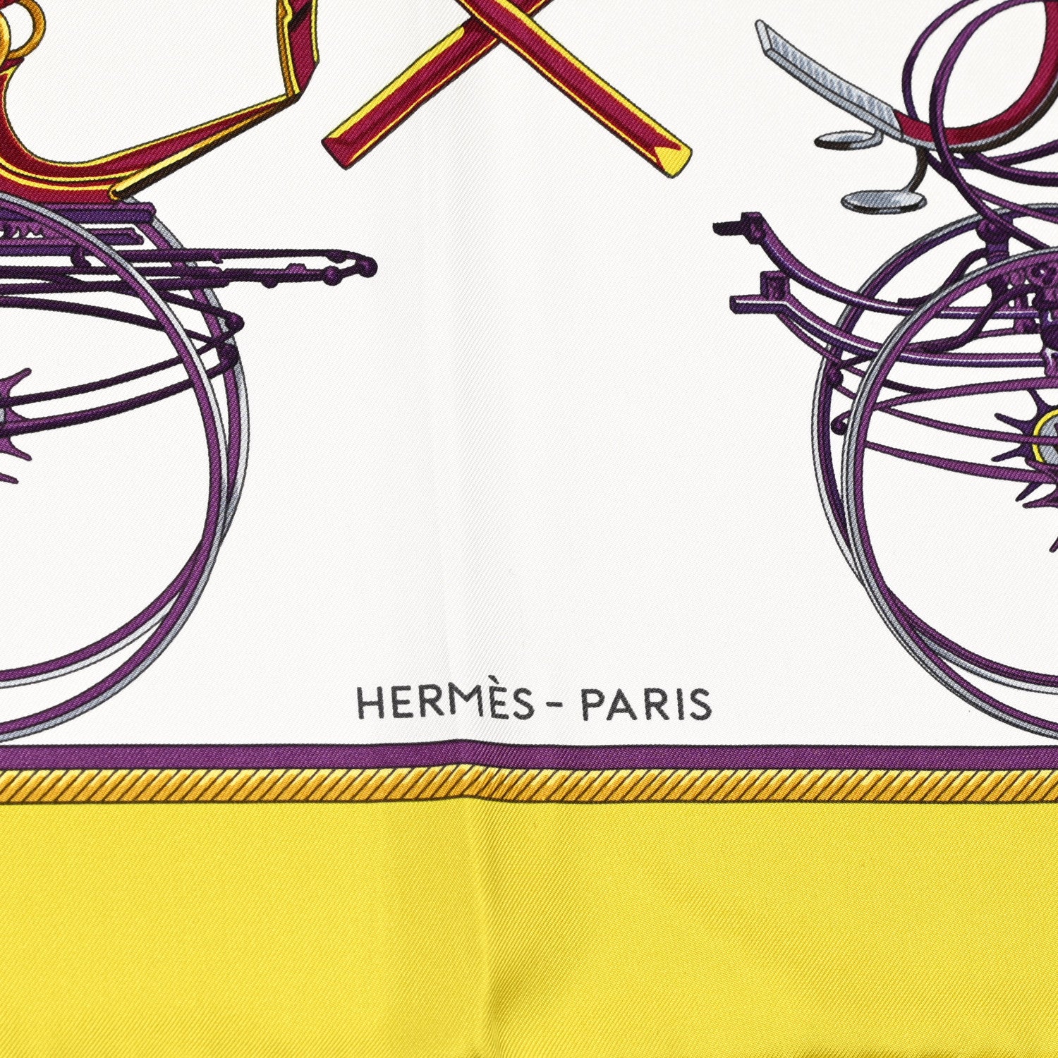 Hermes Silk Les Voitures A Transformation Scarf 90 Rose Vif White Chartreuse 4 of 5
