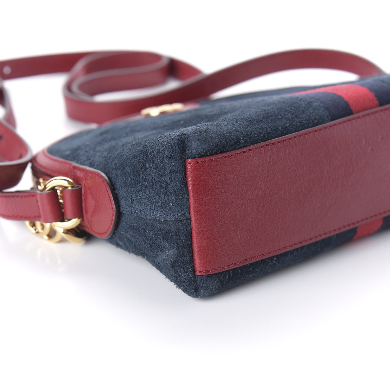 Gucci Suede Calfskin Web Small Ophidia Dome Shoulder Bag New Blue Romantic Cherry 6 of 10