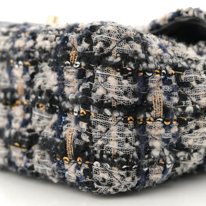 Chanel Glittered Tweed Quilted Mini Rectangular Flap Navy Blue 10 of 11