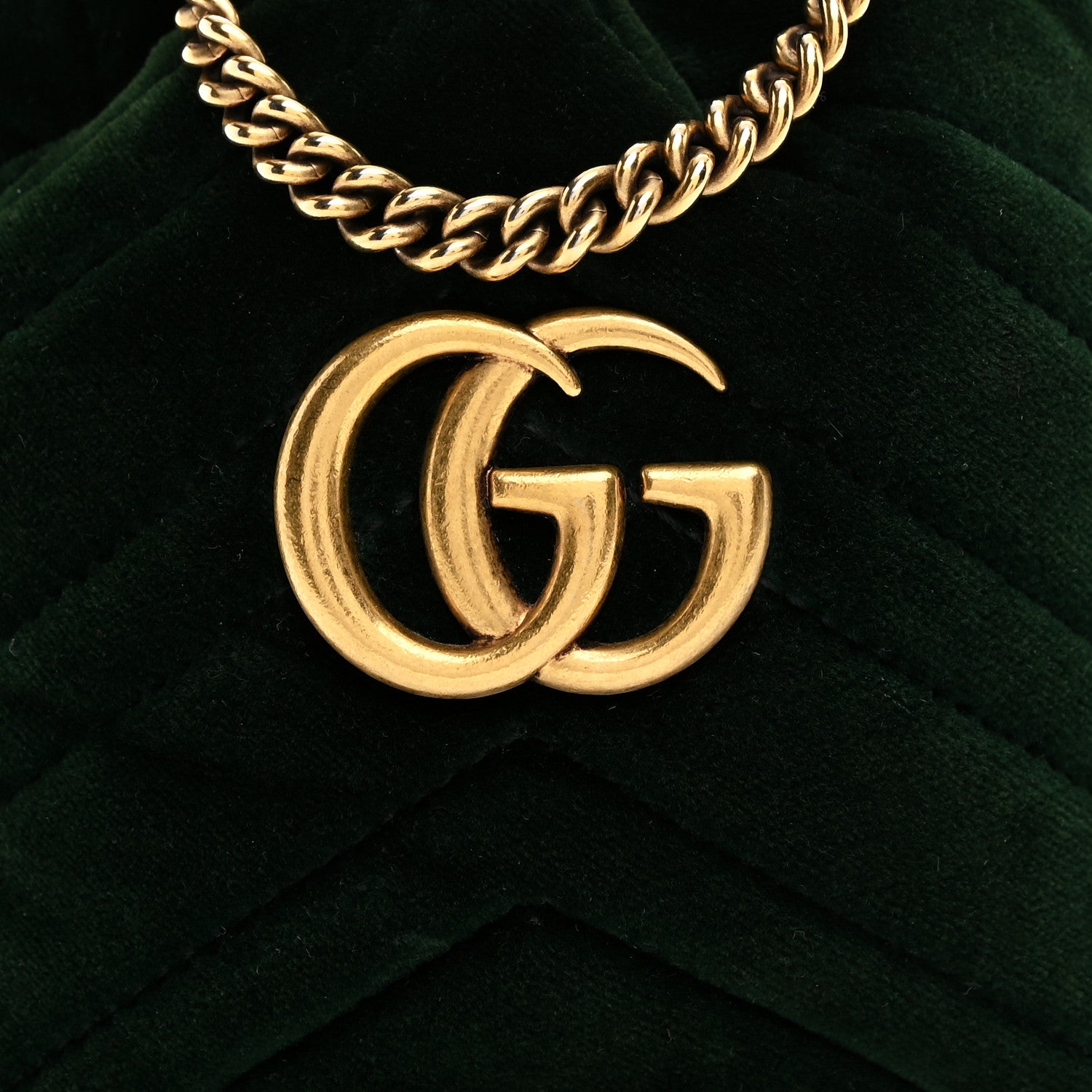 Gucci Velvet Matelasse Mini GG Marmont 2.0 Bucket Bag Dark Green 8 of 10