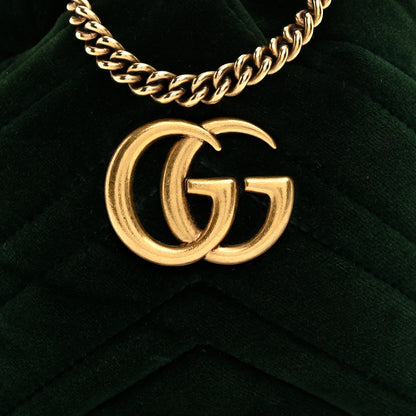 Gucci Velvet Matelasse Mini GG Marmont 2.0 Bucket Bag Dark Green 8 of 10