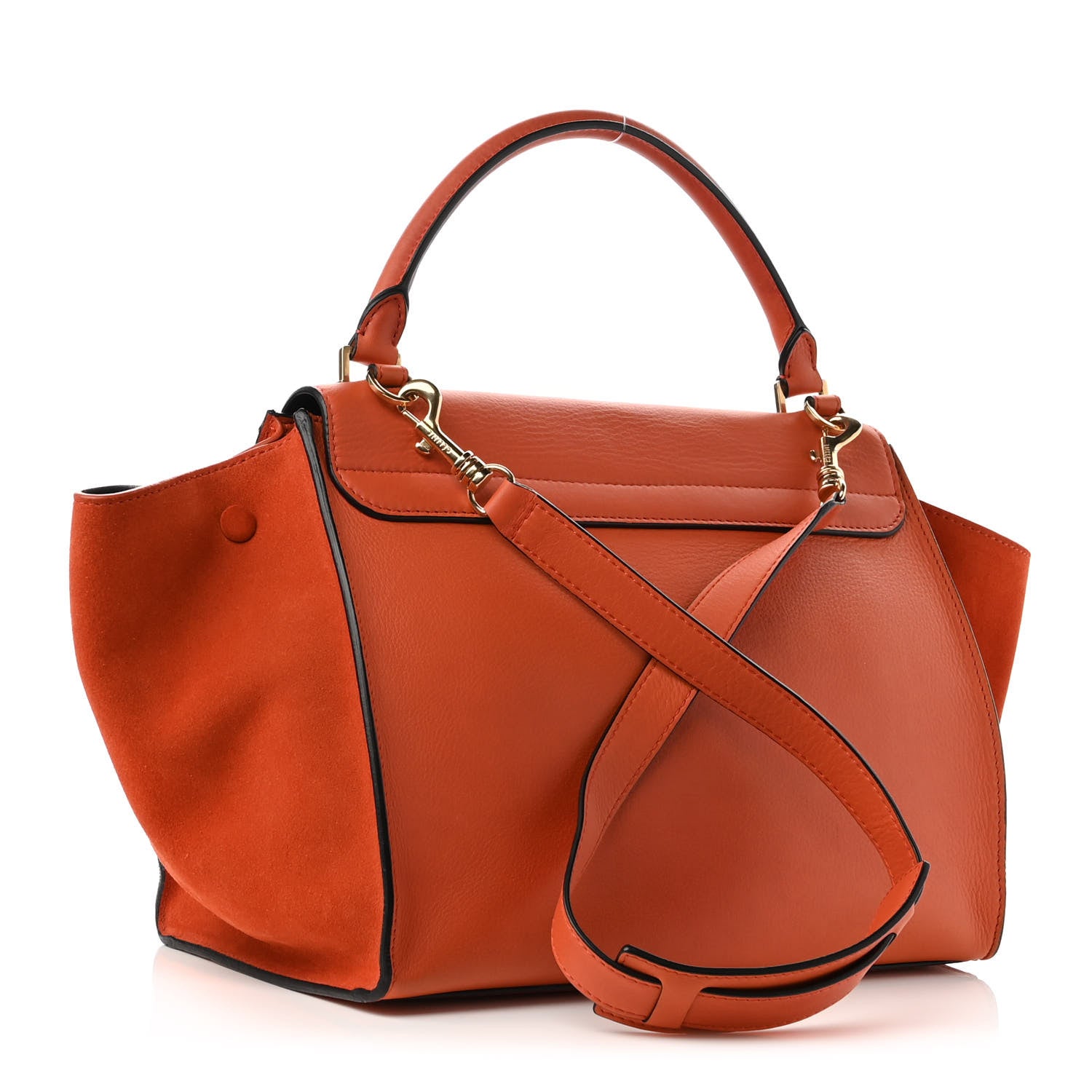 Celine Calfskin Suede Medium Trapeze Orange 3 of 9