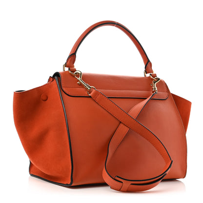 Celine Calfskin Suede Medium Trapeze Orange 3 of 9